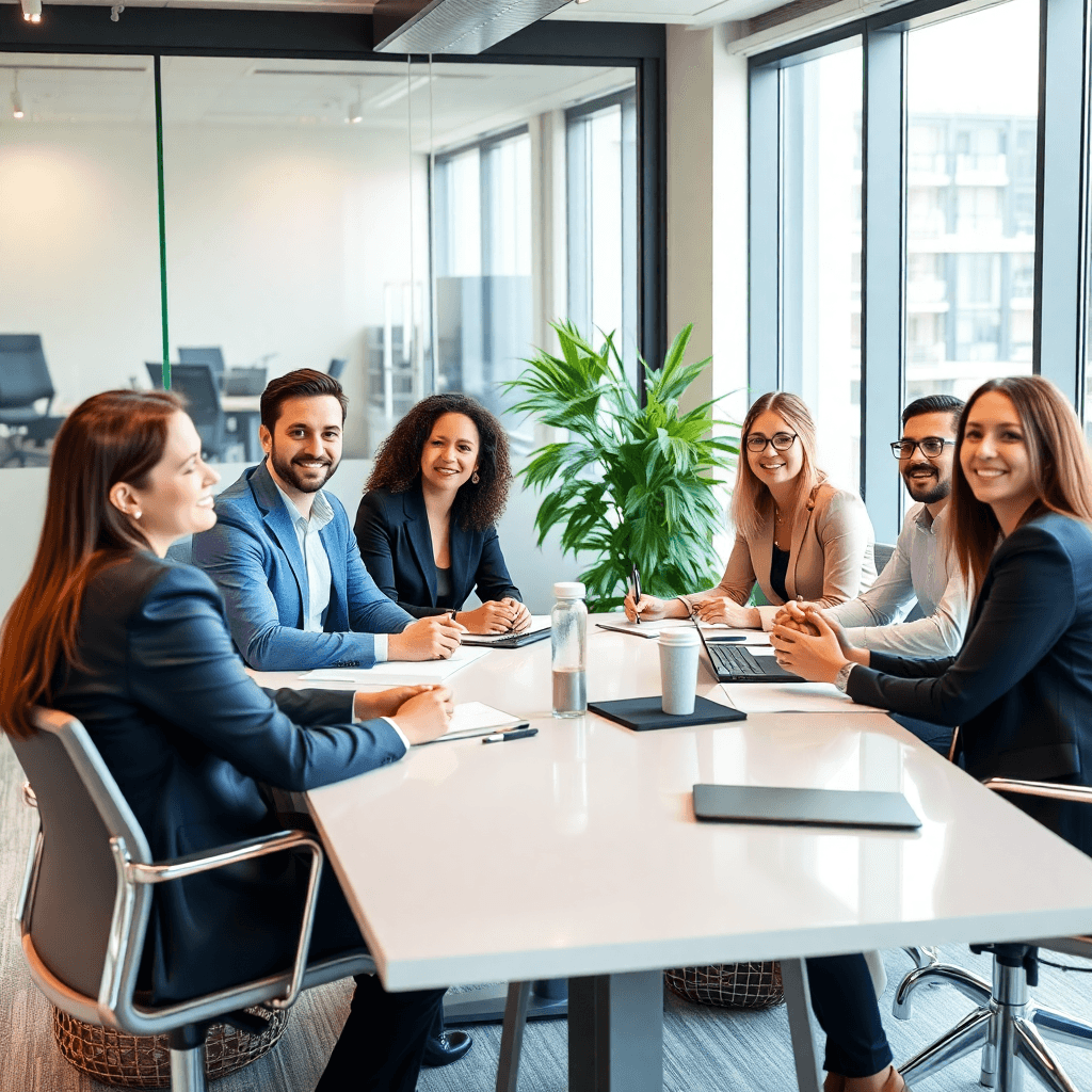 Business professionals in respectful meeting